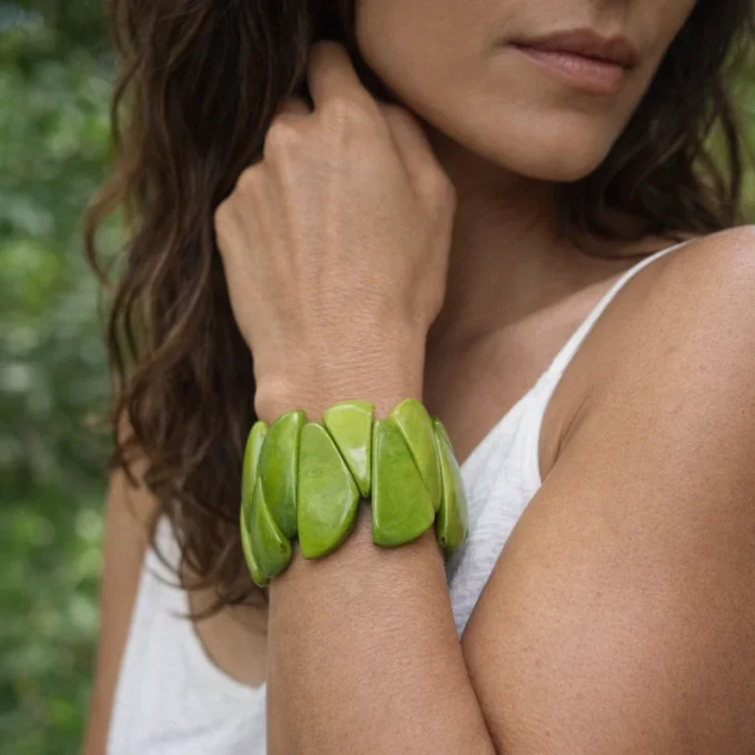 Bracelet manchette Fragment vert