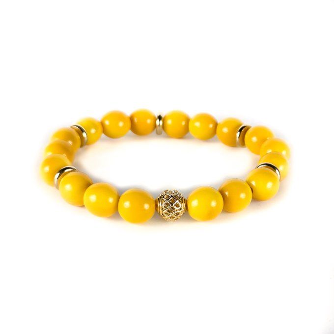 Bracelet Élégance en perles de Tagua jaune