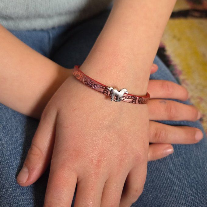 Bracelet CréaCuir Kids rose brillant