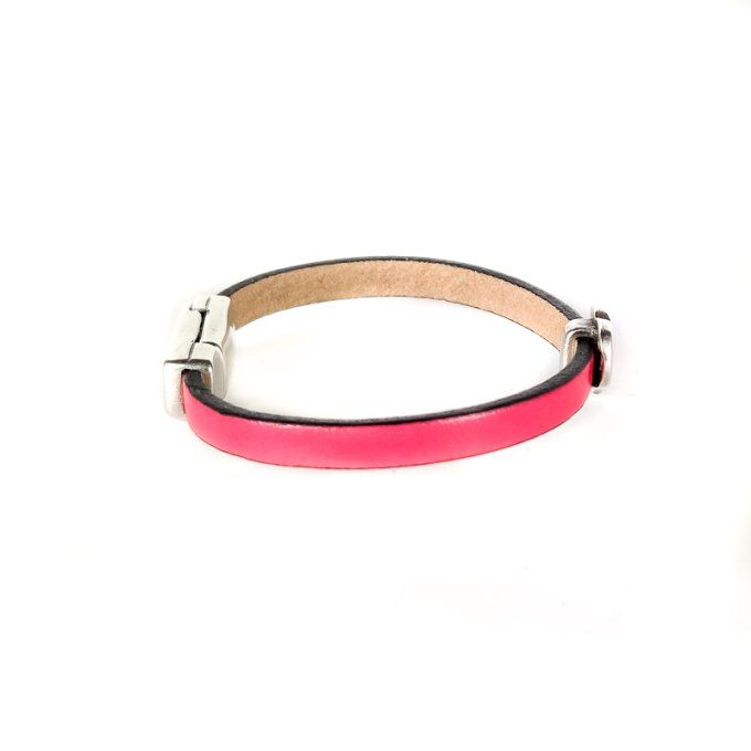 Bracelet CréaCuir Kids rose fluo