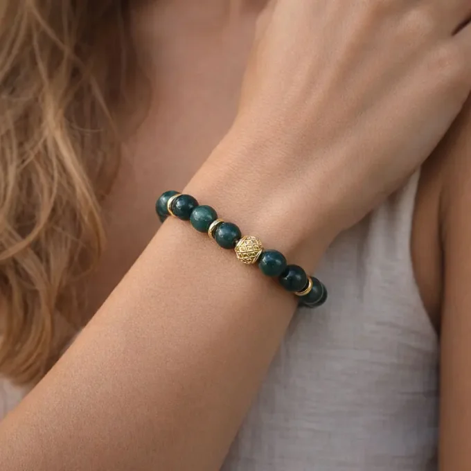 Bracelet Élégance en perles de Tagua vert