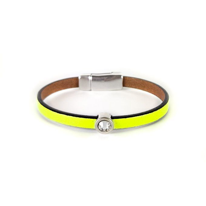 Bracelet CréaCuir Kids jaune fluo