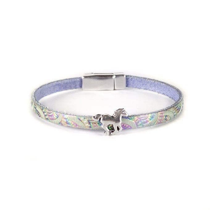 Bracelet CréaCuir Kids arc en ciel brillant