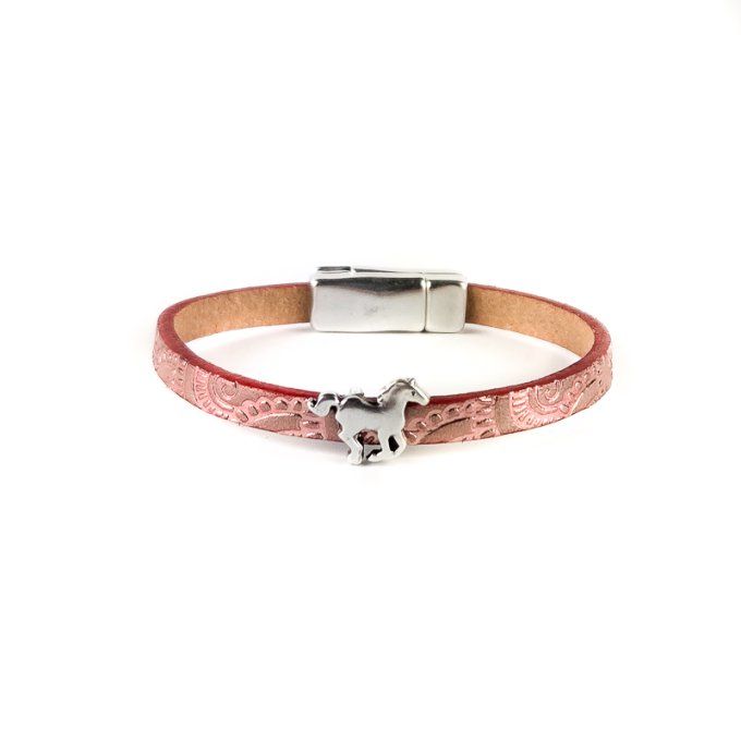 Bracelet CréaCuir Kids rose brillant