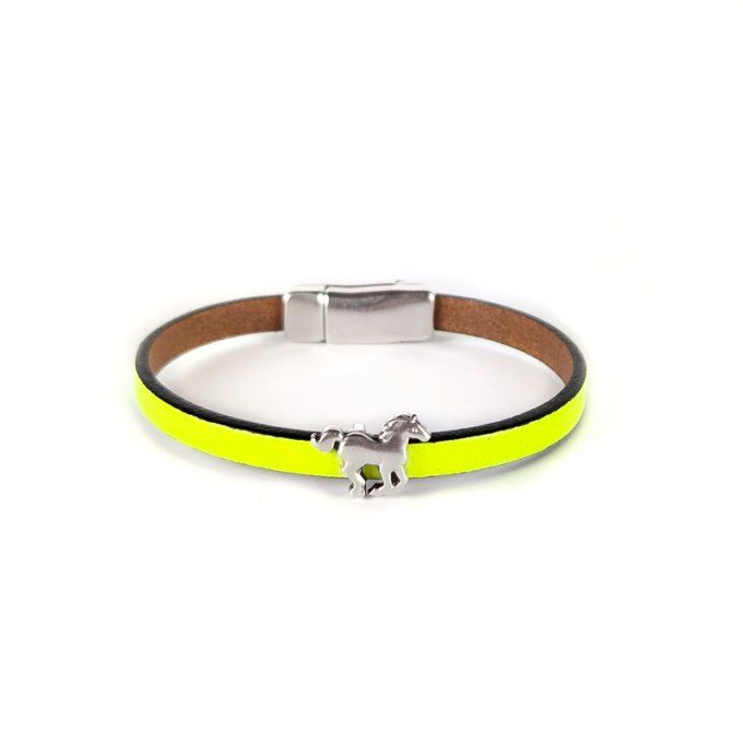 Bracelet CréaCuir Kids jaune fluo