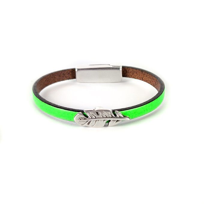 Bracelet CréaCuir Kids vert fluo