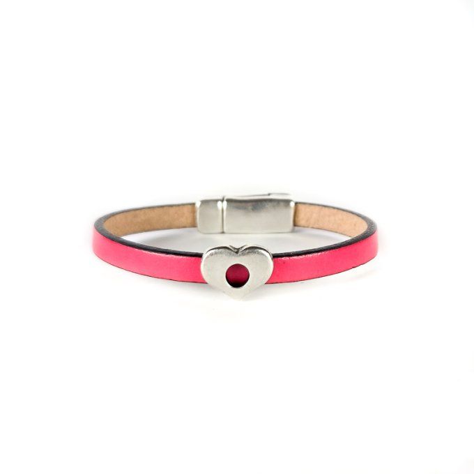 Bracelet CréaCuir Kids rose fluo