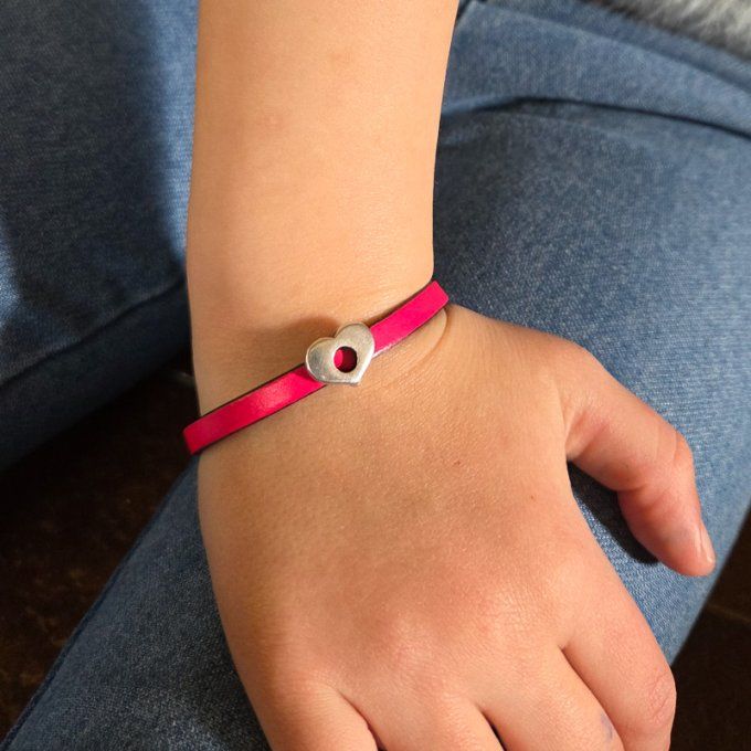 Bracelet CréaCuir Kids rose fluo