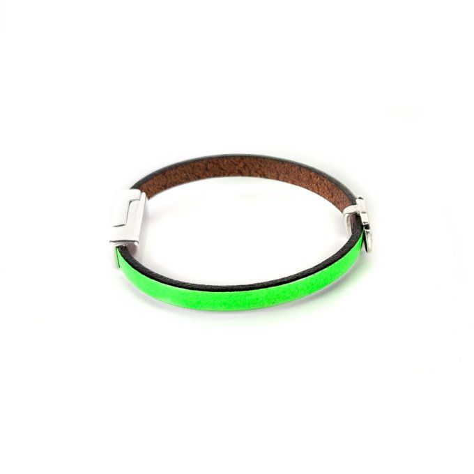 Bracelet CréaCuir Kids vert fluo