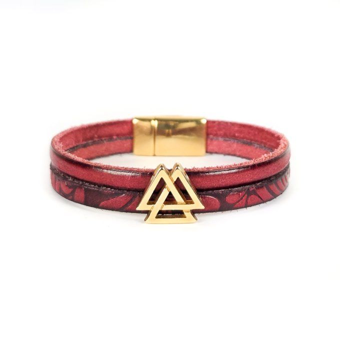 Bracelet Cuir & Charms Créatifs rouge flamme