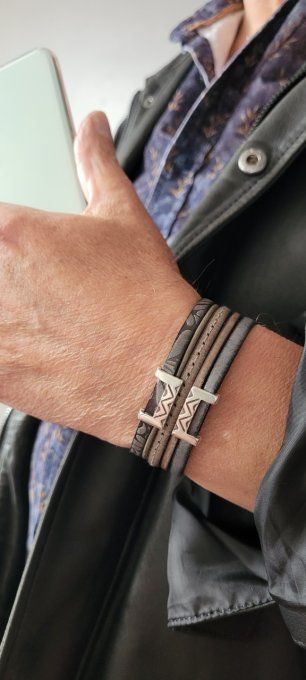 Bracelet Esprit Tribal gris taupe