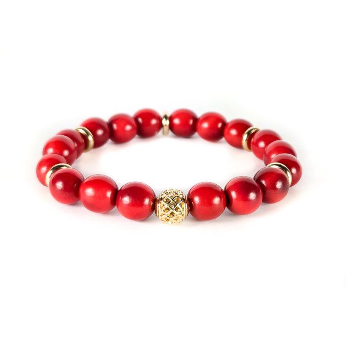 Bracelet Élégance en perles de Tagua rouge